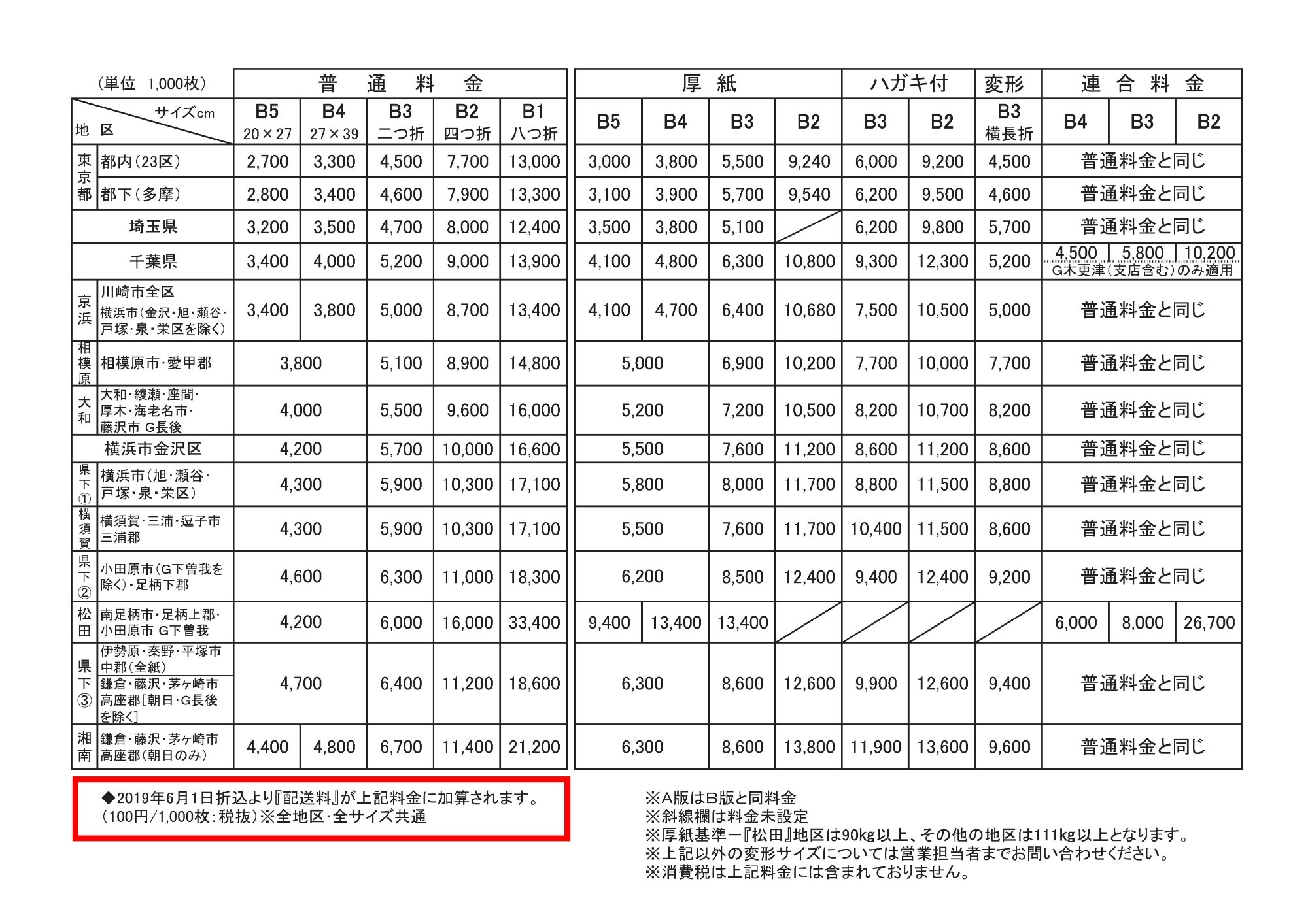 料金表